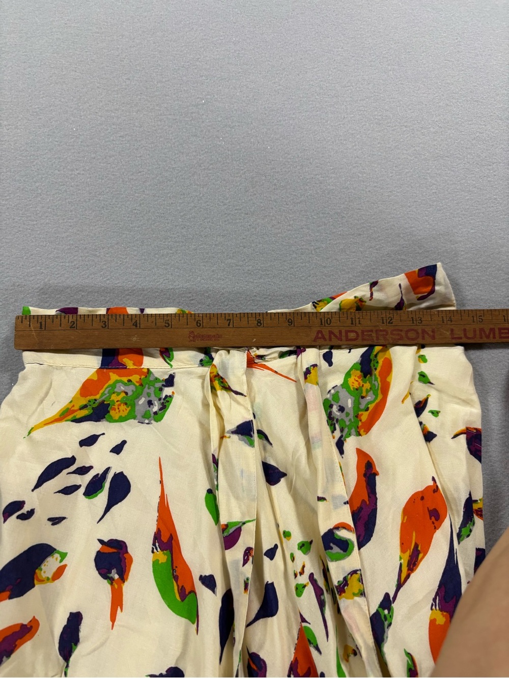 Anthropologie porridge Cream Floral Midi Skirt with Multicolor Print birds S - Picture 6 of 11